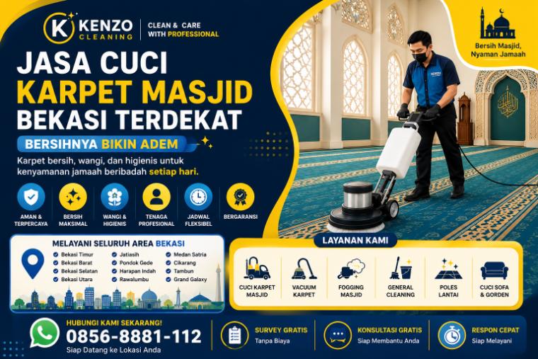 Jasa Cuci Karpet Masjid Bekasi Terdekat – Kenzo Cleaning Bersihnya Bikin Adem