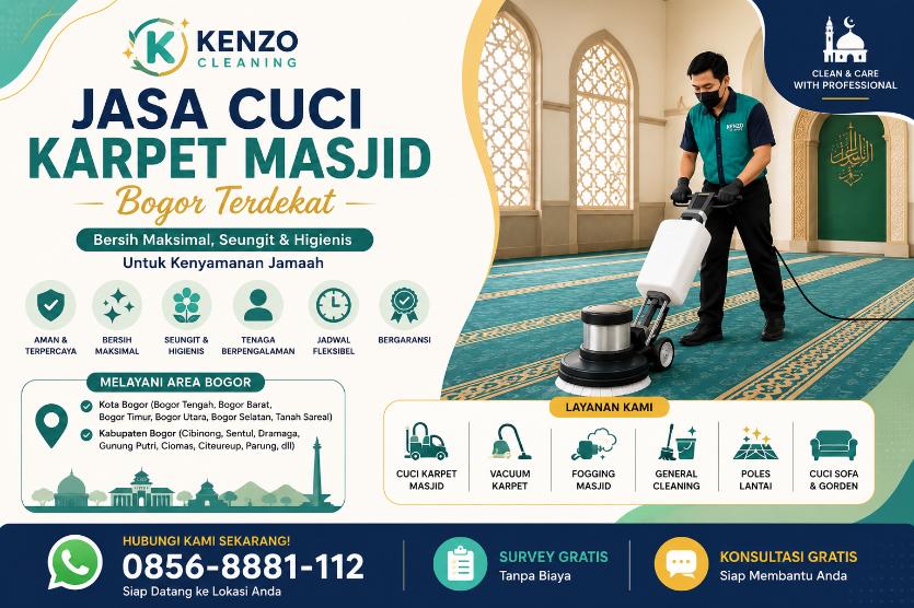 Jasa Cuci Karpet Masjid Bogor Terdekat – Kenzo Cleaning Bersihna Matak Betah Ibadah