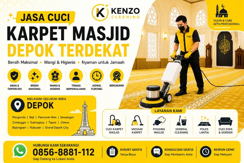 Jasa Cuci Karpet Masjid Depok Terdekat – Kenzo Cleaning Bikin Masjid Makin Fresh!