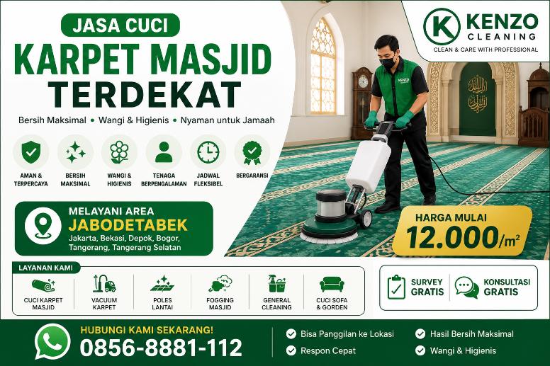 Jasa Cuci Karpet Masjid Terdekat Jabodetabek – Kenzo Cleaning Profesional & Bergaransi