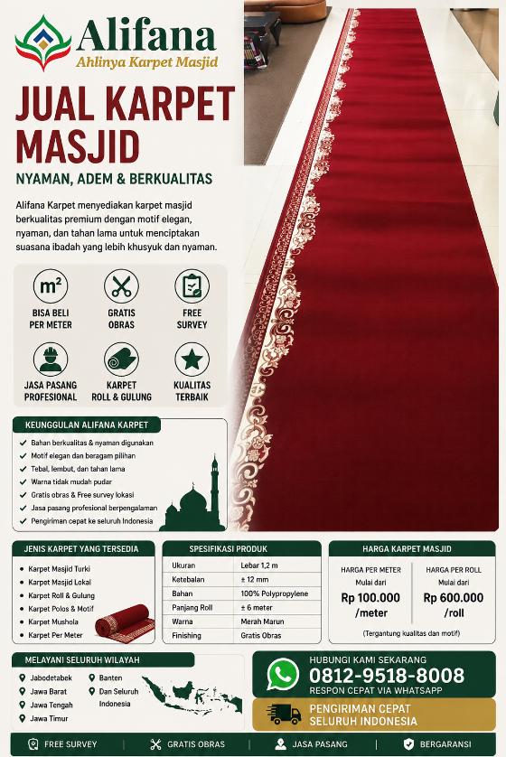 Jual Karpet Masjid di Medan Satria | Alifana Karpet, Bikin Masjid Lebih Nyaman dan Berkelas post thumbnail image