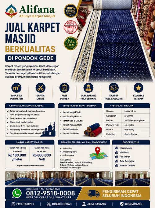 Jual Karpet Masjid di Pondok Gede | Alifana Karpet Solusi Karpet Masjid Berkualitas dan Profesional post thumbnail image