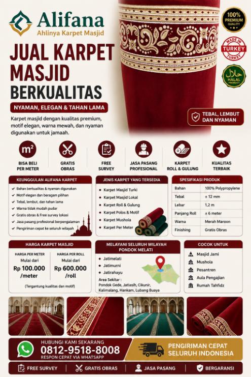 Jual Karpet Masjid di Pondok Melati | Alifana Karpet, Bikin Masjid Nyaman Buat Keluarga dan Anak-Anak post thumbnail image